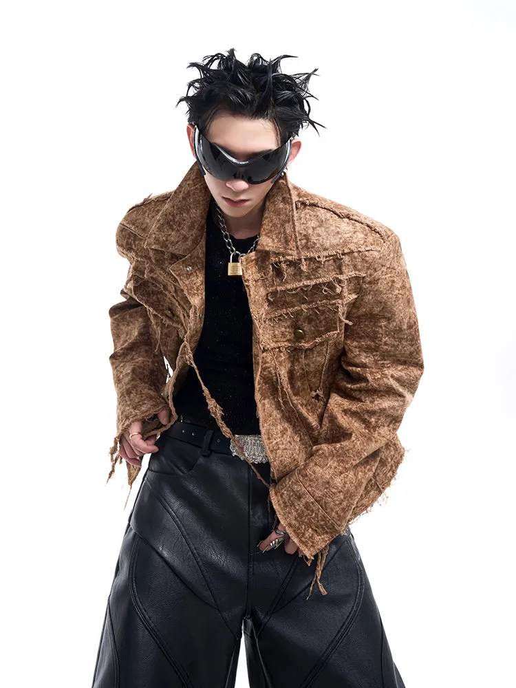 【24s Dec.】Desert Wasteland Style Raw Edged Denim Jacket