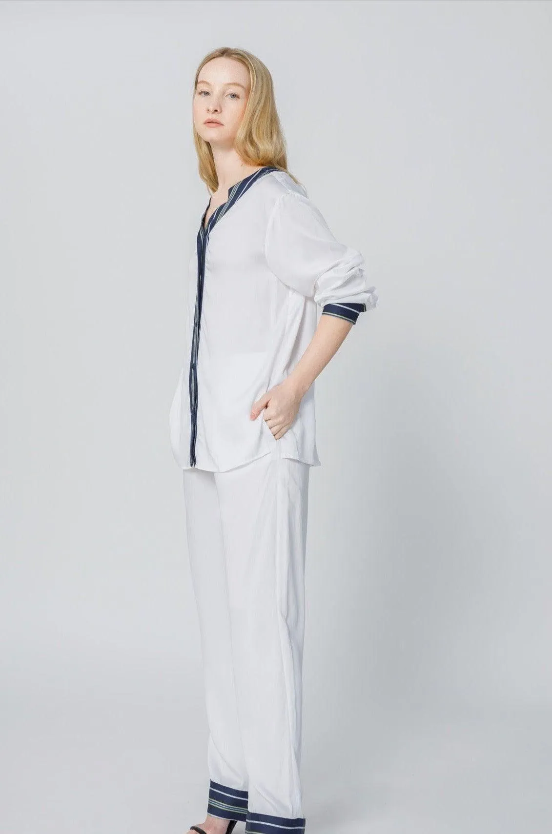 Bamboo Stripe Inset Pajama Set