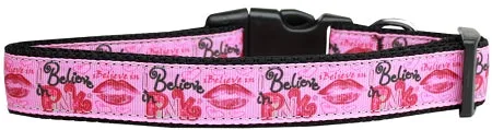 Believe In Pink Nylon Cat Collar