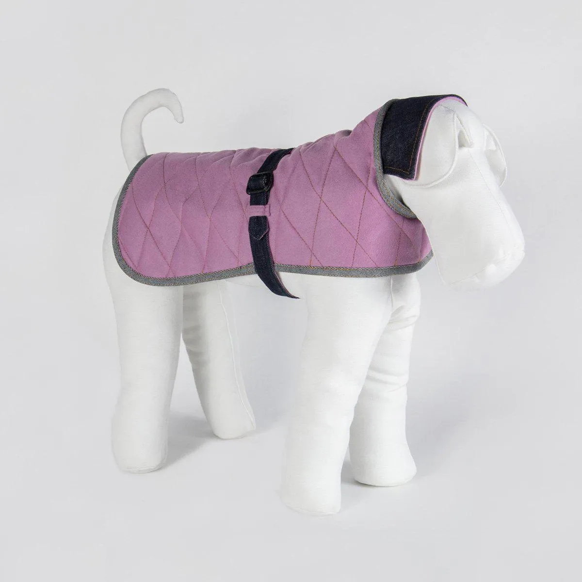 Bespoke Reversible Dog Coat/Raincoat Denim And Pink