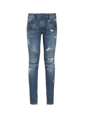 Biker Denim Pants Vintage Blue