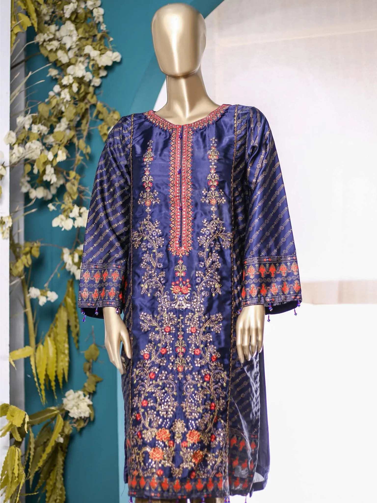 Bin Saeed Embroidered Tunic Silk Stitched Kurti Vol-21 Collection’2021-AMS-5010-Blue