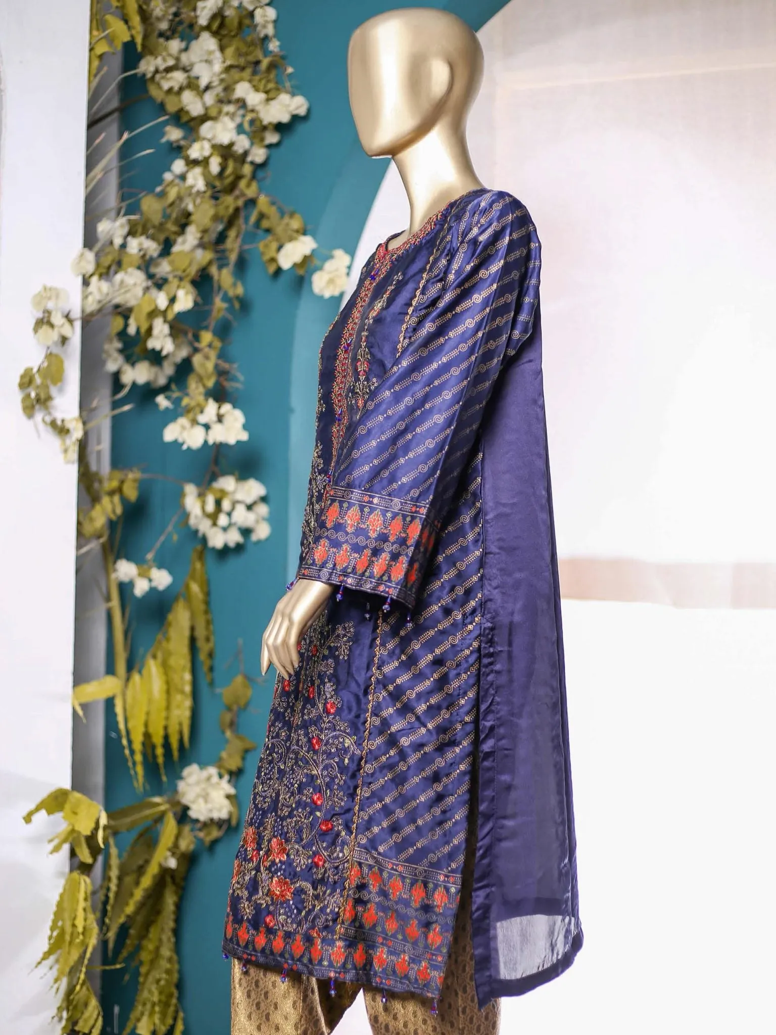 Bin Saeed Embroidered Tunic Silk Stitched Kurti Vol-21 Collection’2021-AMS-5010-Blue