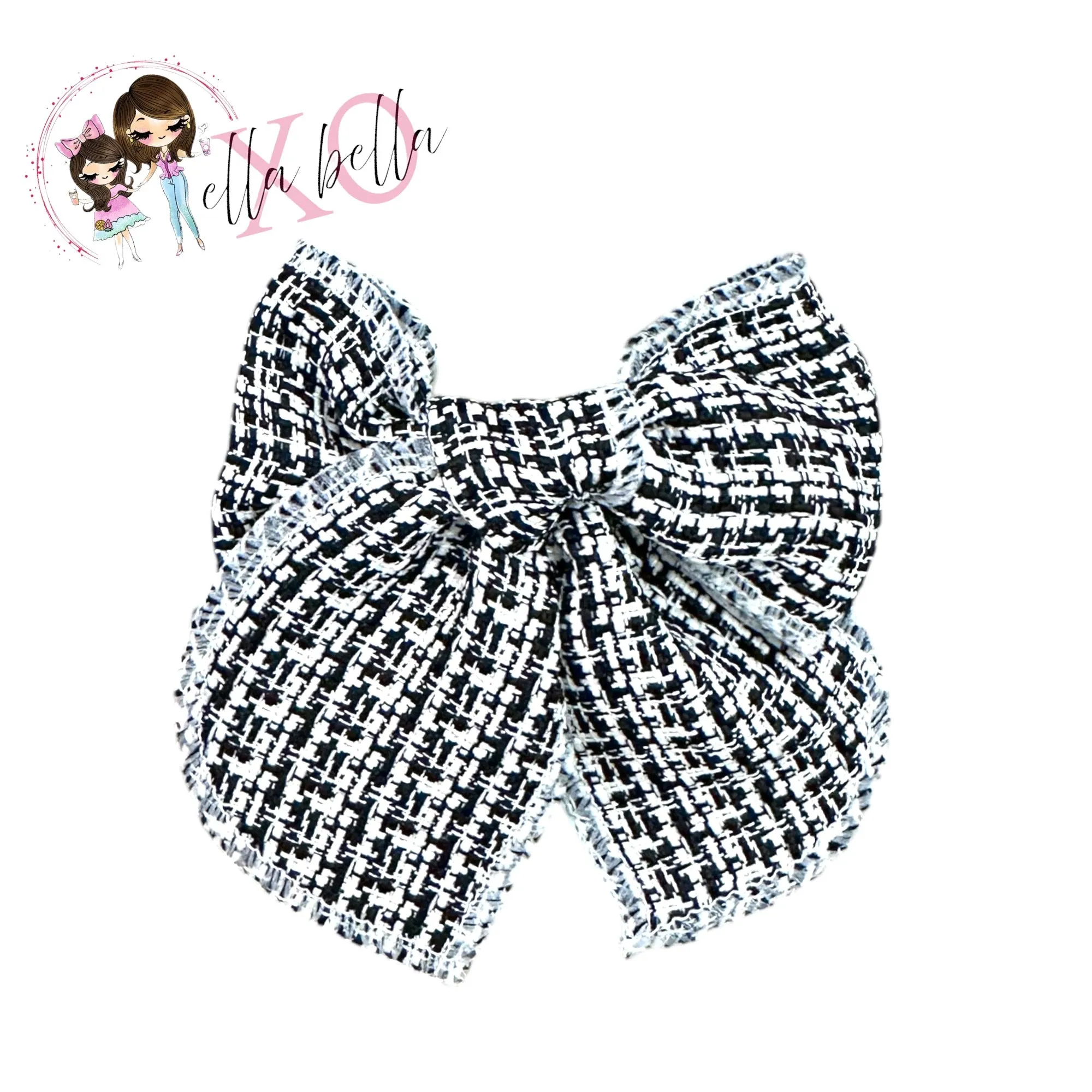 Black & White Tweed Bow