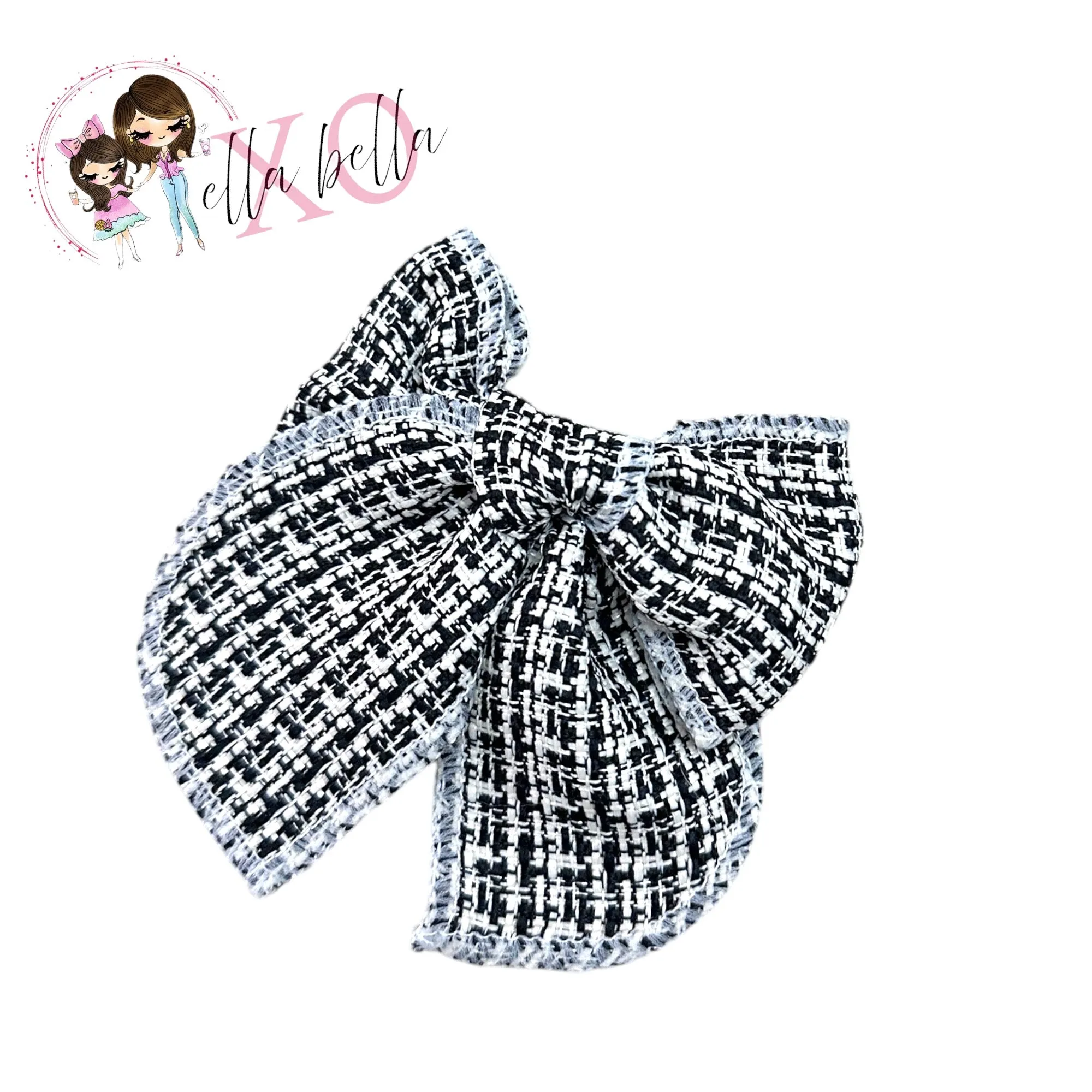 Black & White Tweed Bow