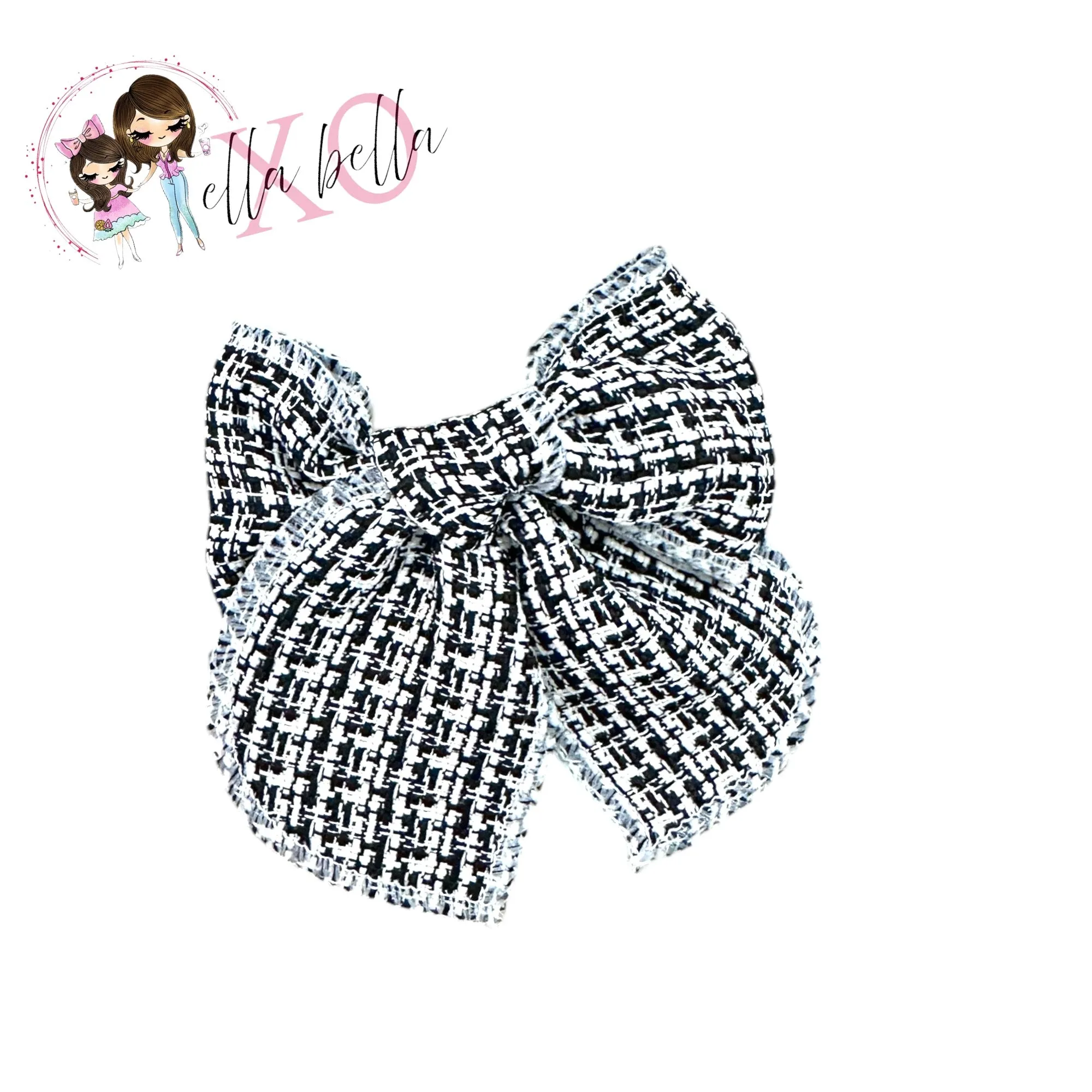 Black & White Tweed Bow