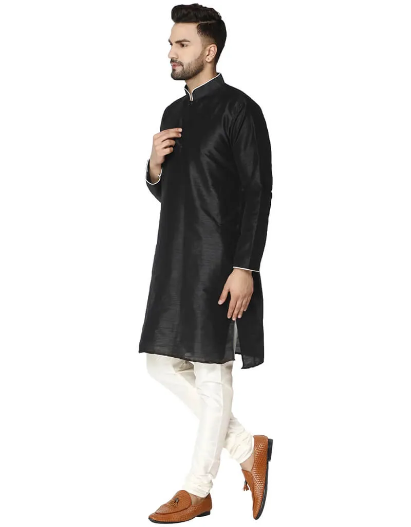 Black Kurta Dhupion Silk Chudidaar