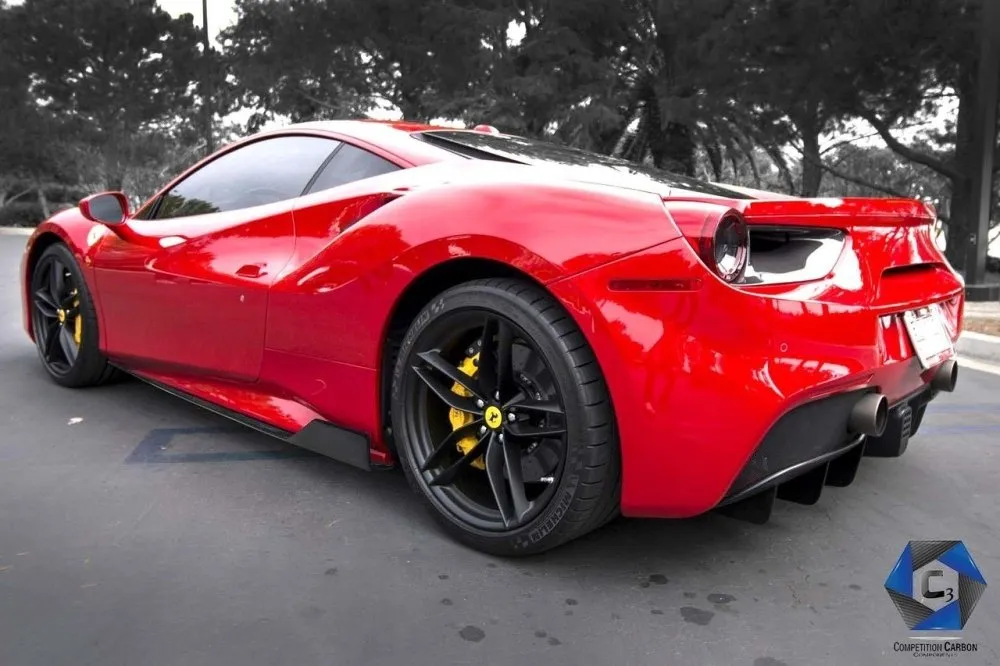 C3 Carbon Ferrari 488 GTB-Spider Carbon Fiber Side Skirts