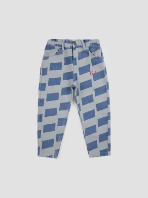 Checker All Over Denim Pants