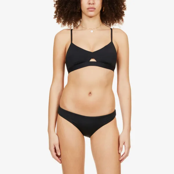 Collective Seafolly Recycled Nylon Hybrid Nylon Bikini Top, Black