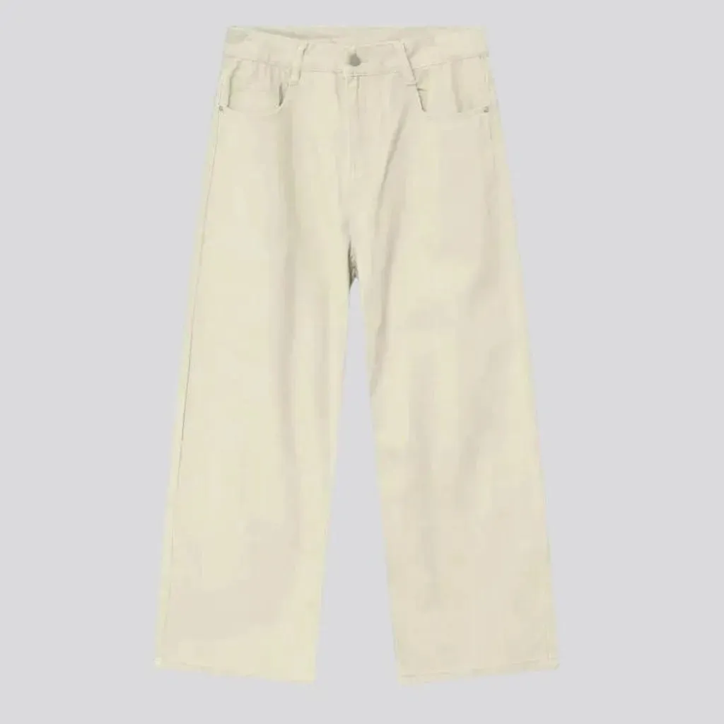 Colored baggy leg mid-rise men's denim pants