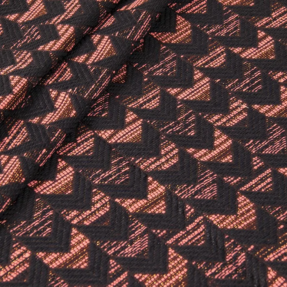 Coral Geometric Jacquard Fabric 1699