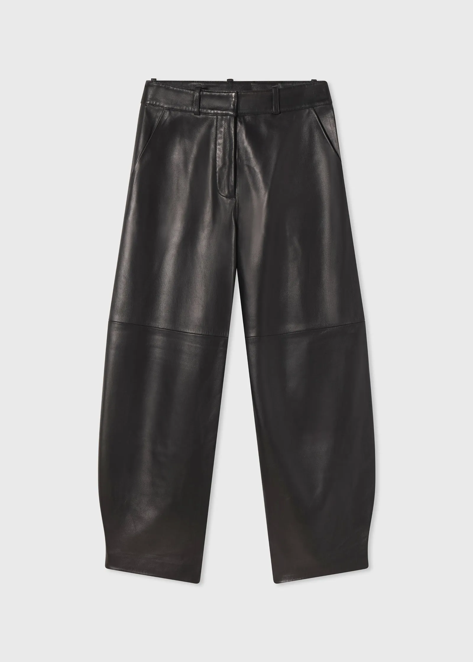 Cropped Leather Trouser - Black