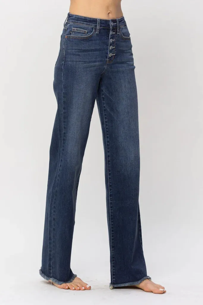 CURVY JB HW BUTTON FLY WIDE LEG JEANS