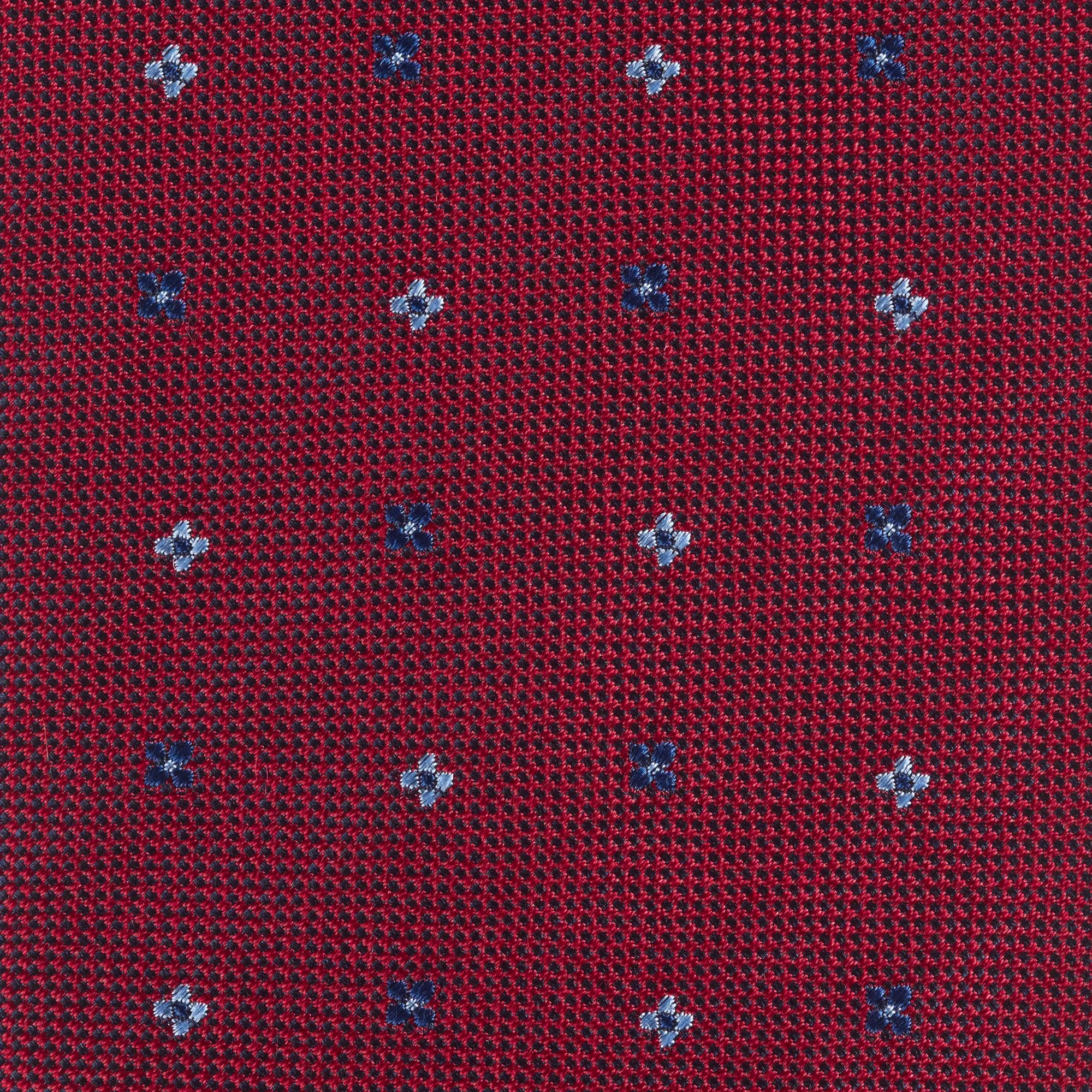 Dark Red & Navy Flower Spot Silk Tie