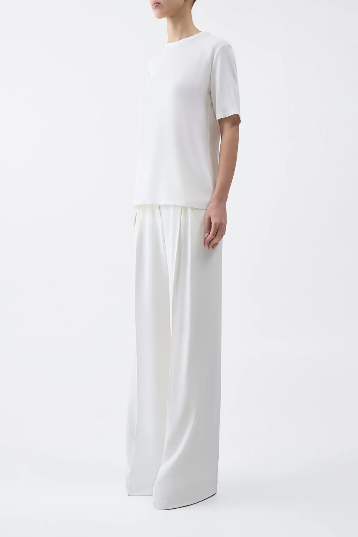 Elisa Top in Ivory Silk Crepe