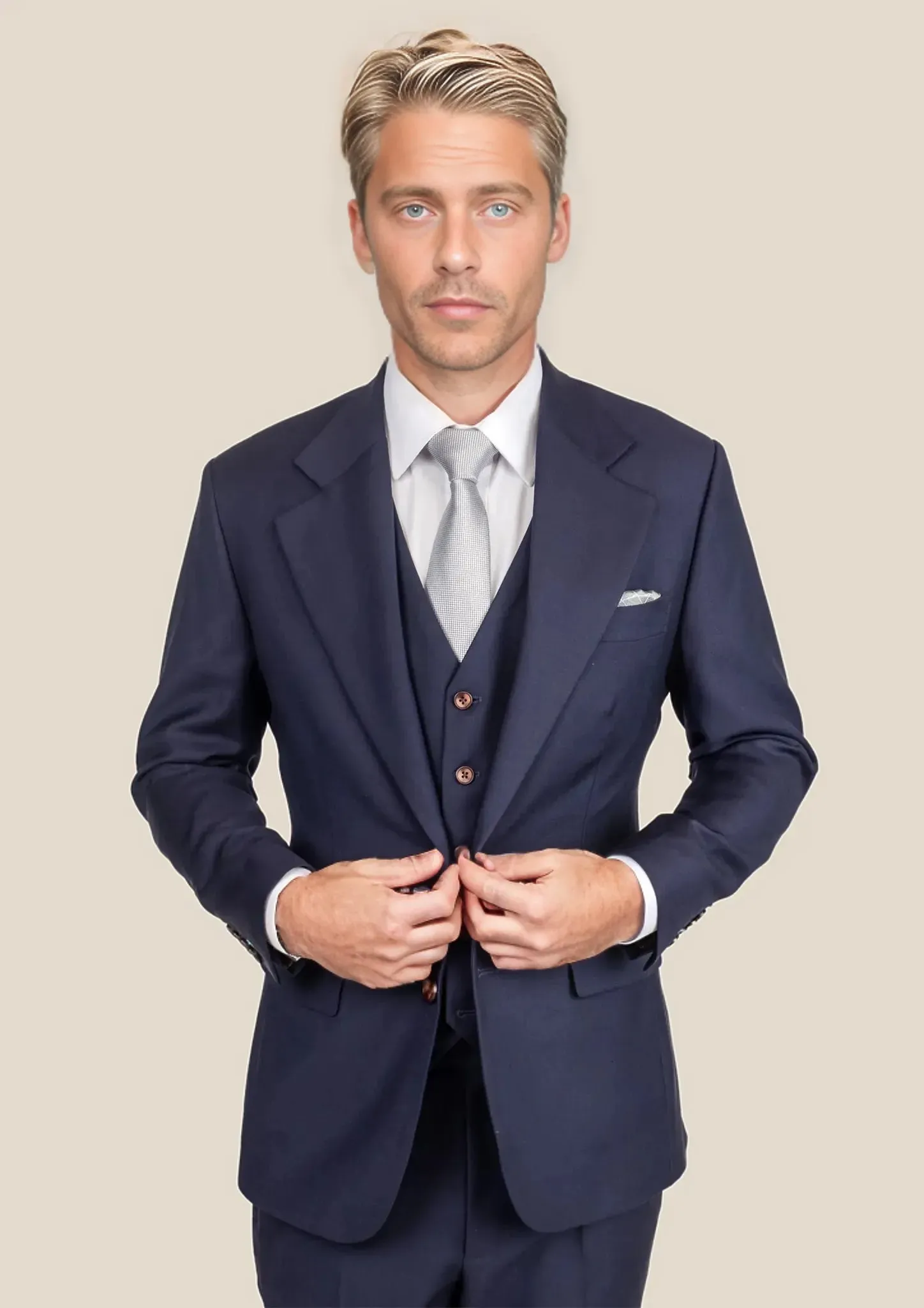 Ellis Stratos Blue Sharkskin Suit