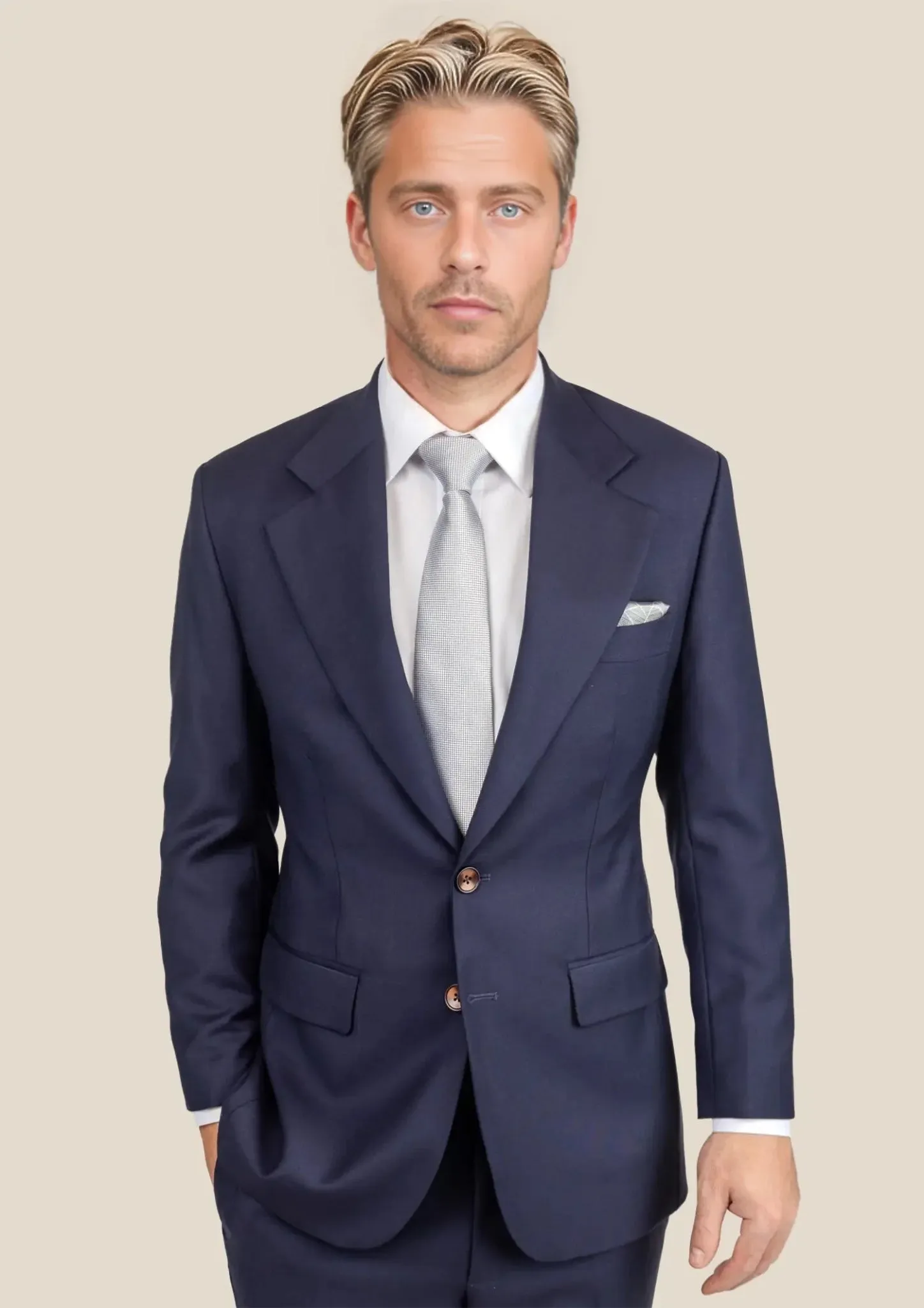 Ellis Stratos Blue Sharkskin Suit