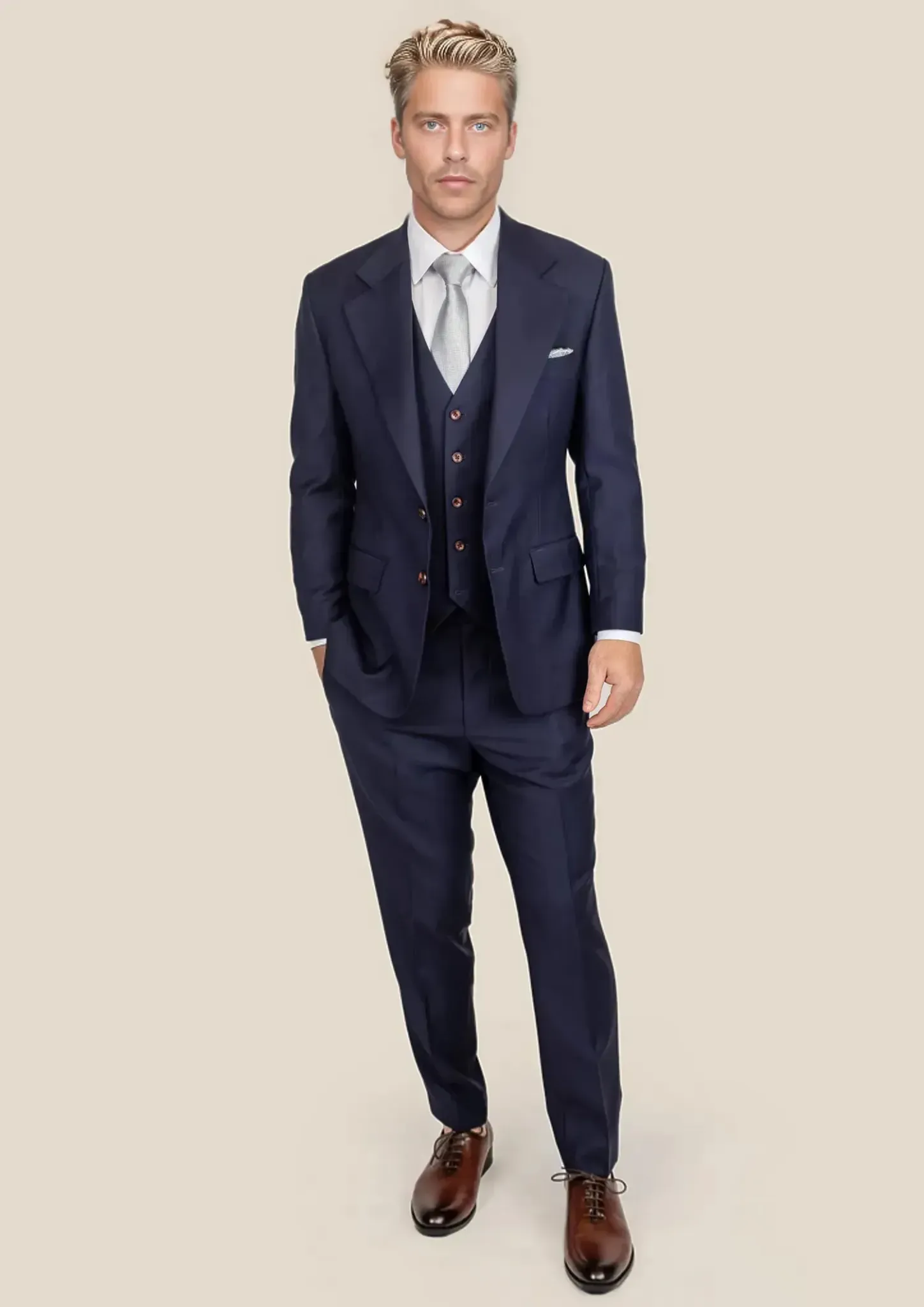 Ellis Stratos Blue Sharkskin Suit