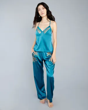 Elsa Teal Silk Pajama Set