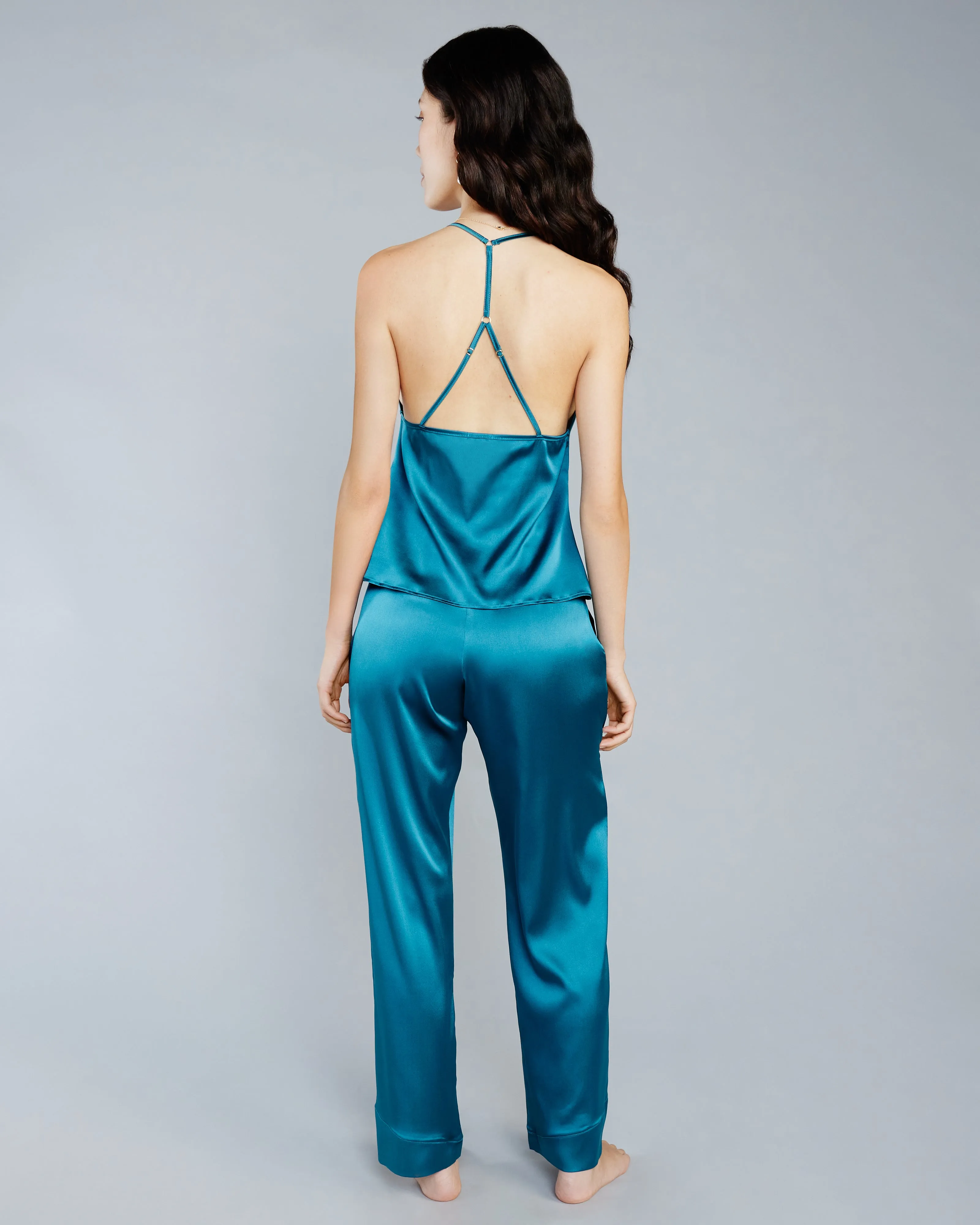 Elsa Teal Silk Pajama Set