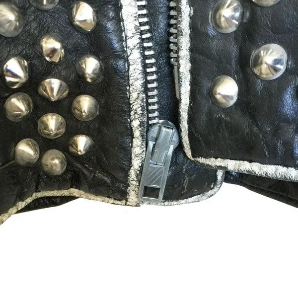 Exploited Painted And Studded Punk Leather Jacket