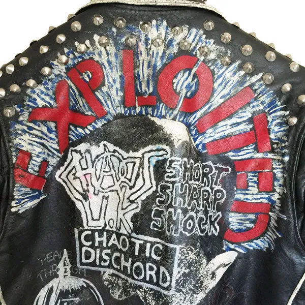 Exploited Painted And Studded Punk Leather Jacket