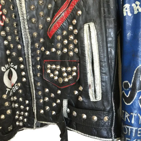 Exploited Painted And Studded Punk Leather Jacket