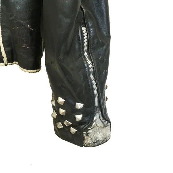 Exploited Painted And Studded Punk Leather Jacket