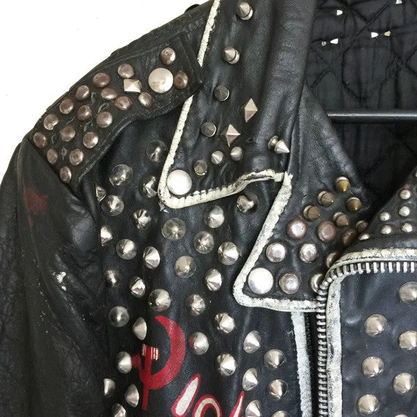 Exploited Painted And Studded Punk Leather Jacket