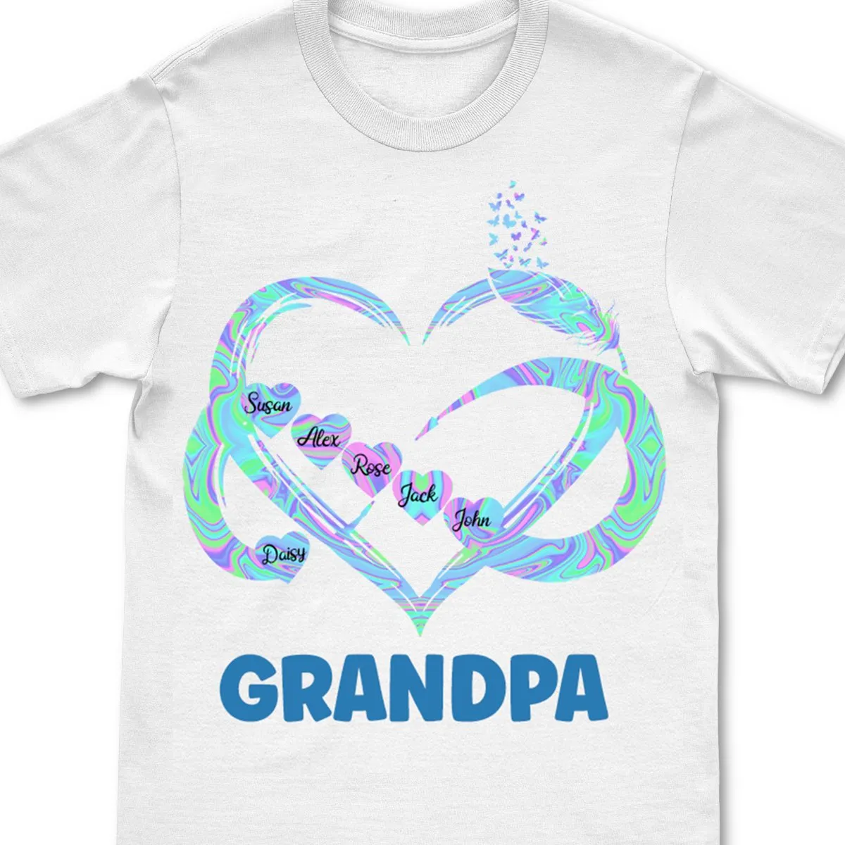 Family - Grandma Grandkids Heart Infinity Love Family- Personalized Unisex T-shirt