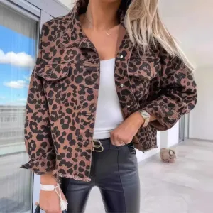 Glow Chic's Leopard Print Denim Jacket With Pockets