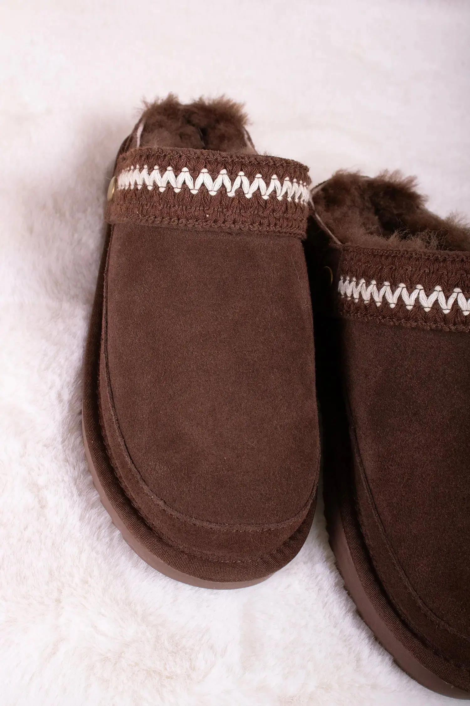 Hallie Sheepskin Multiway Slippers in Chocolate