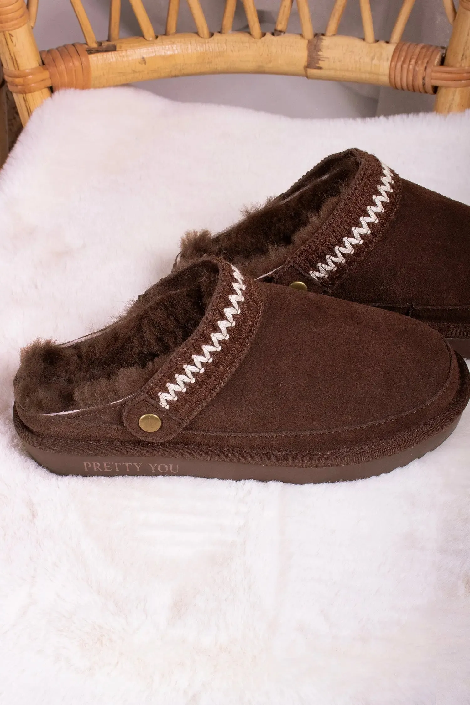 Hallie Sheepskin Multiway Slippers in Chocolate