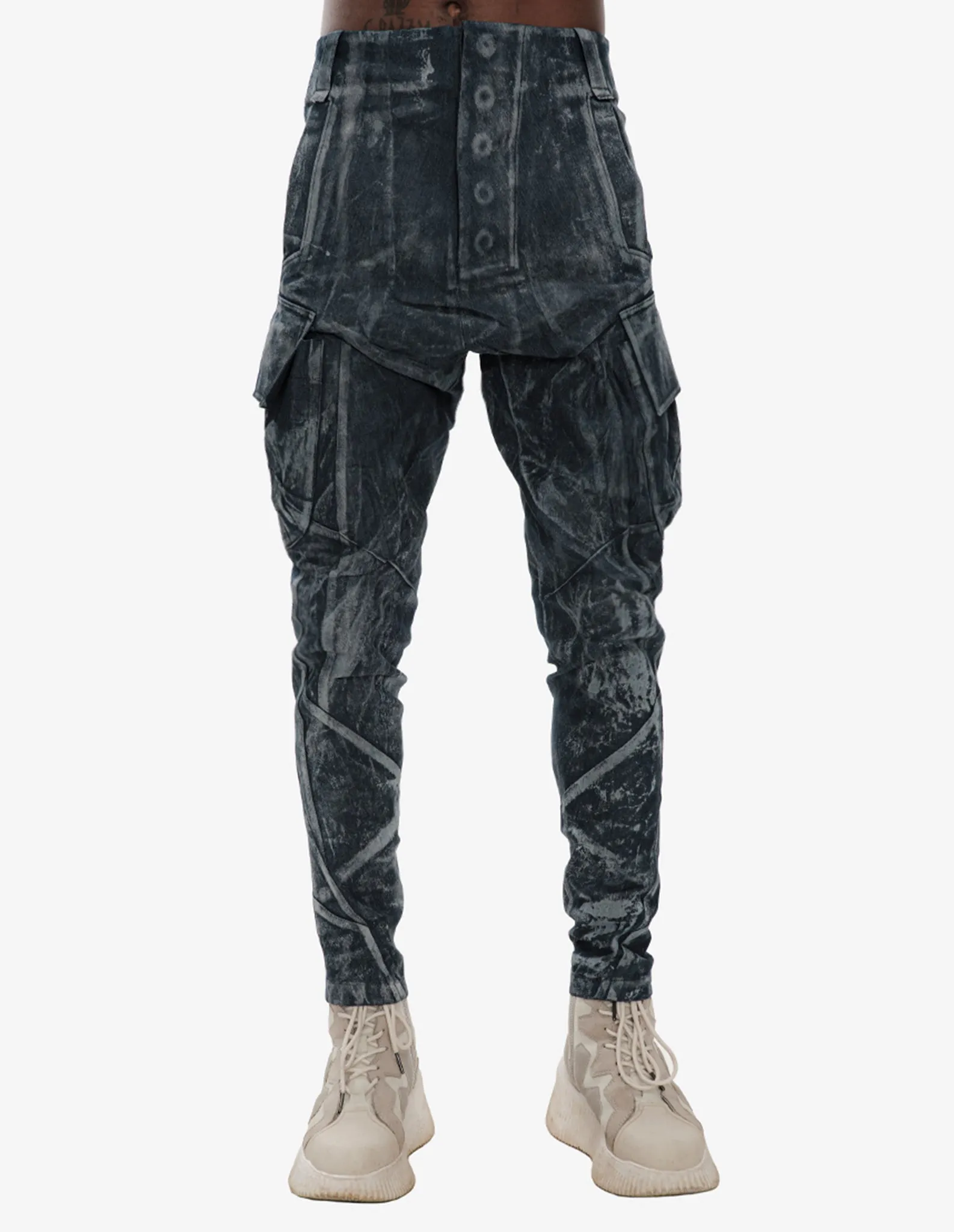 Hand-Dyed Textured Denim Pants