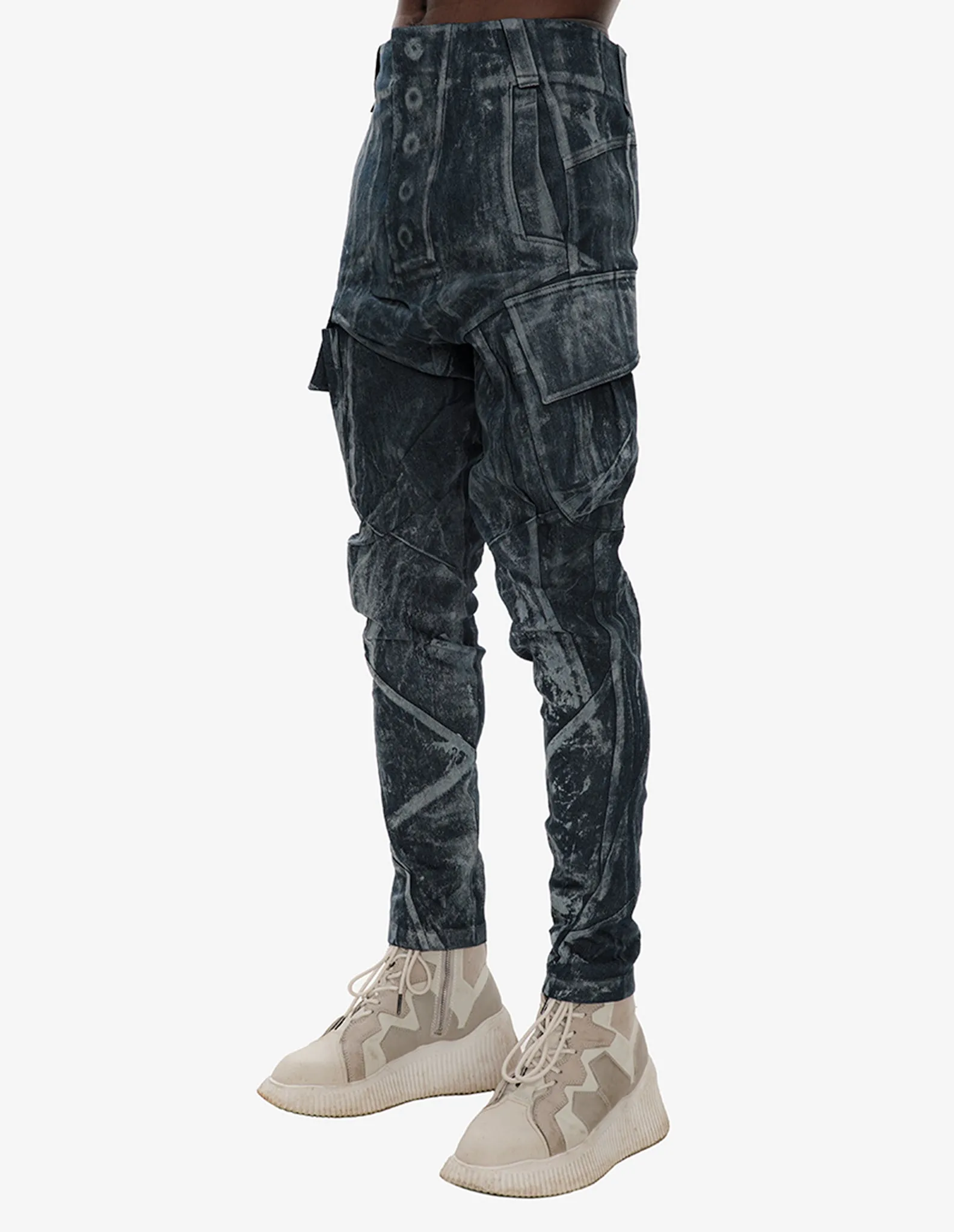 Hand-Dyed Textured Denim Pants