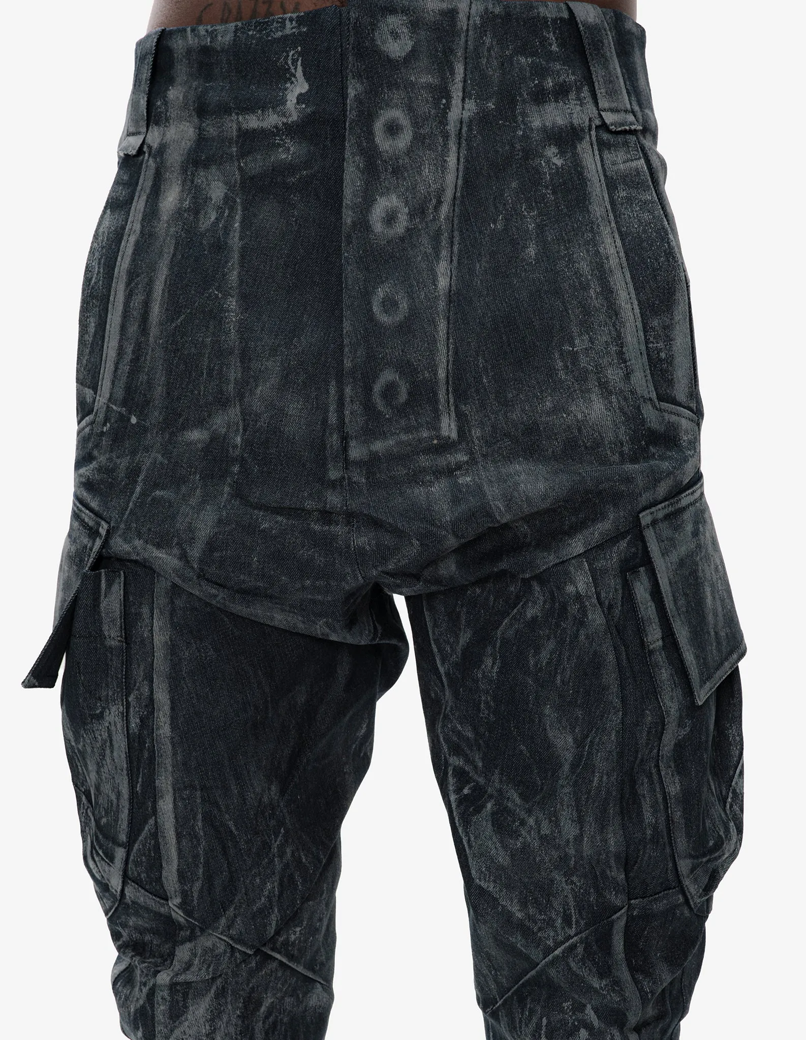 Hand-Dyed Textured Denim Pants