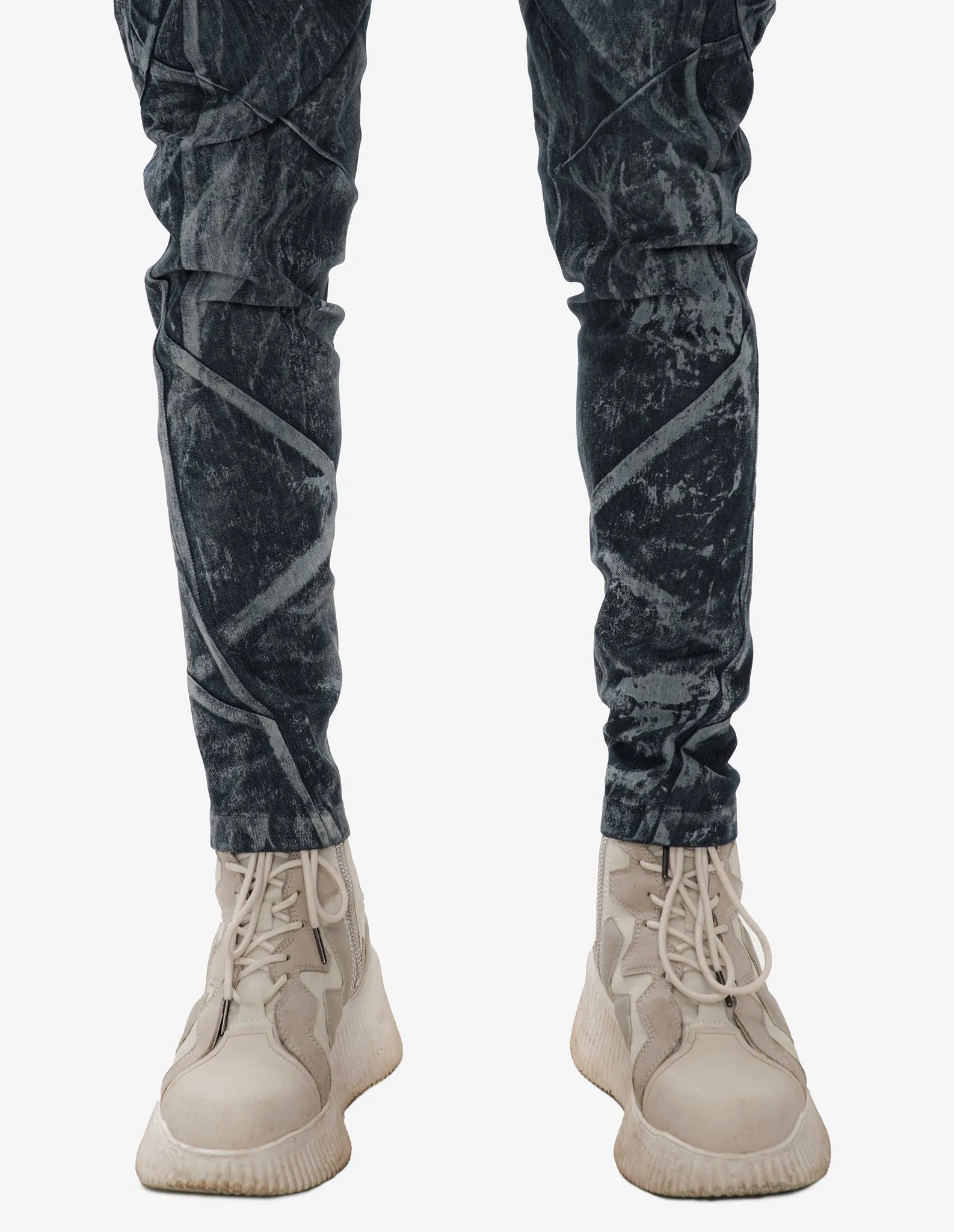 Hand-Dyed Textured Denim Pants