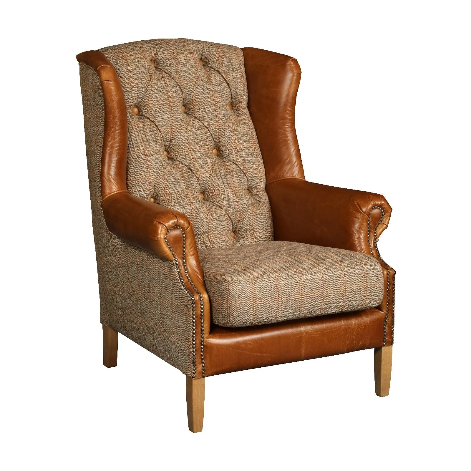 Kew Wing Armchair - Hunting Lodge Harris Tweed