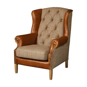 Kew Wing Armchair - Hunting Lodge Harris Tweed