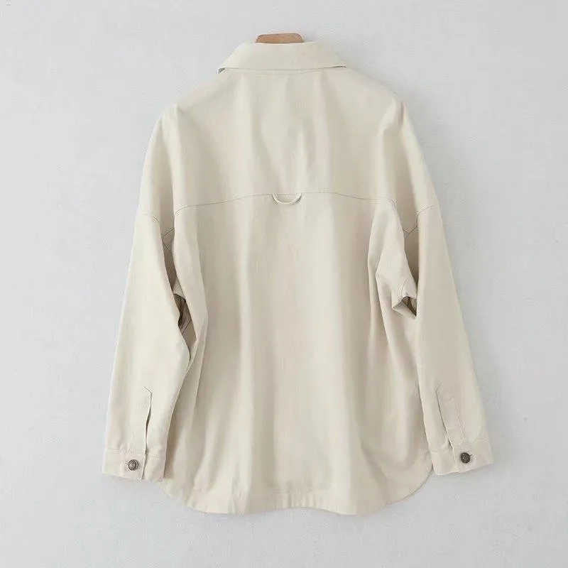 Ladies Botton-Up Pocket Denim Coat M2