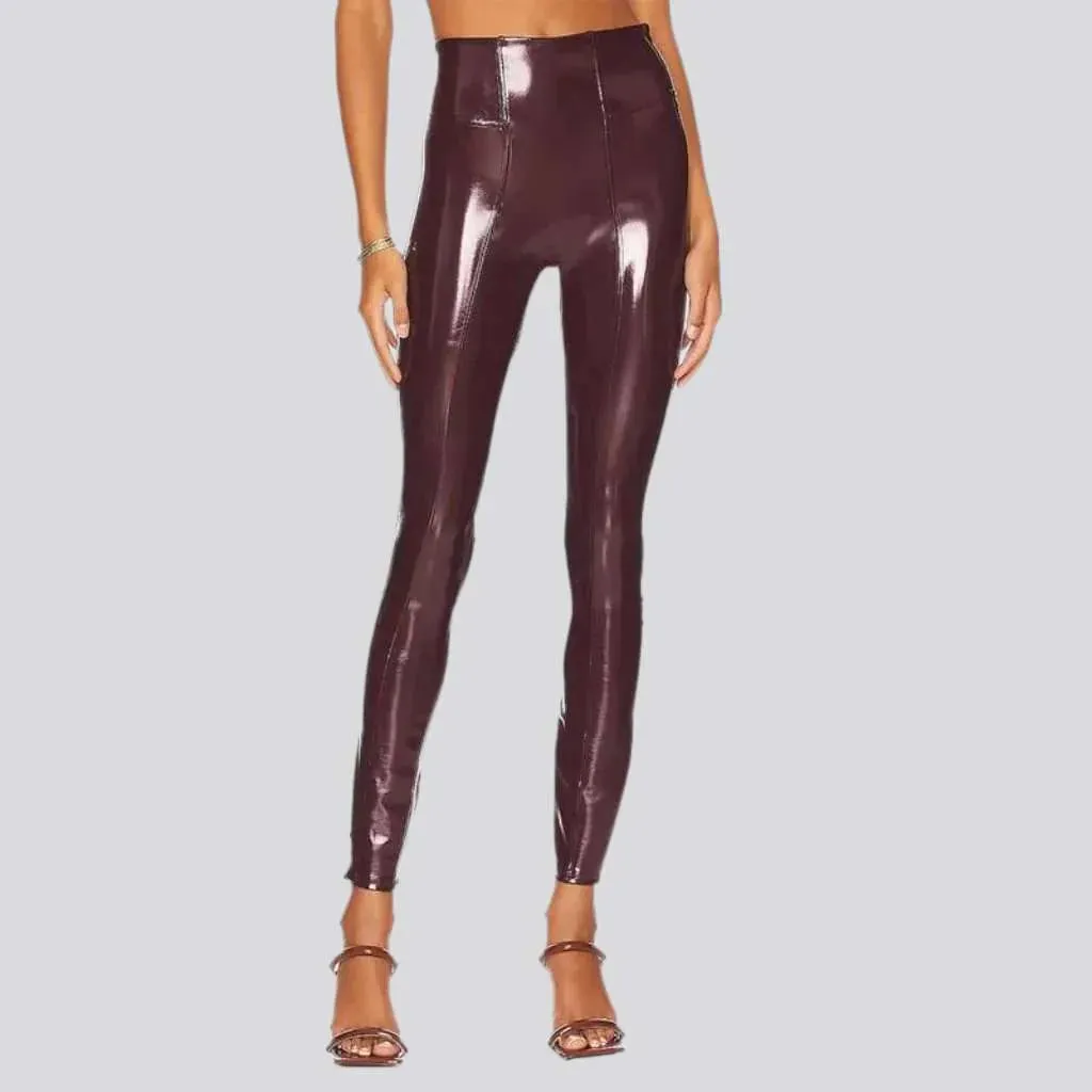 Latex shiny women's denim pants