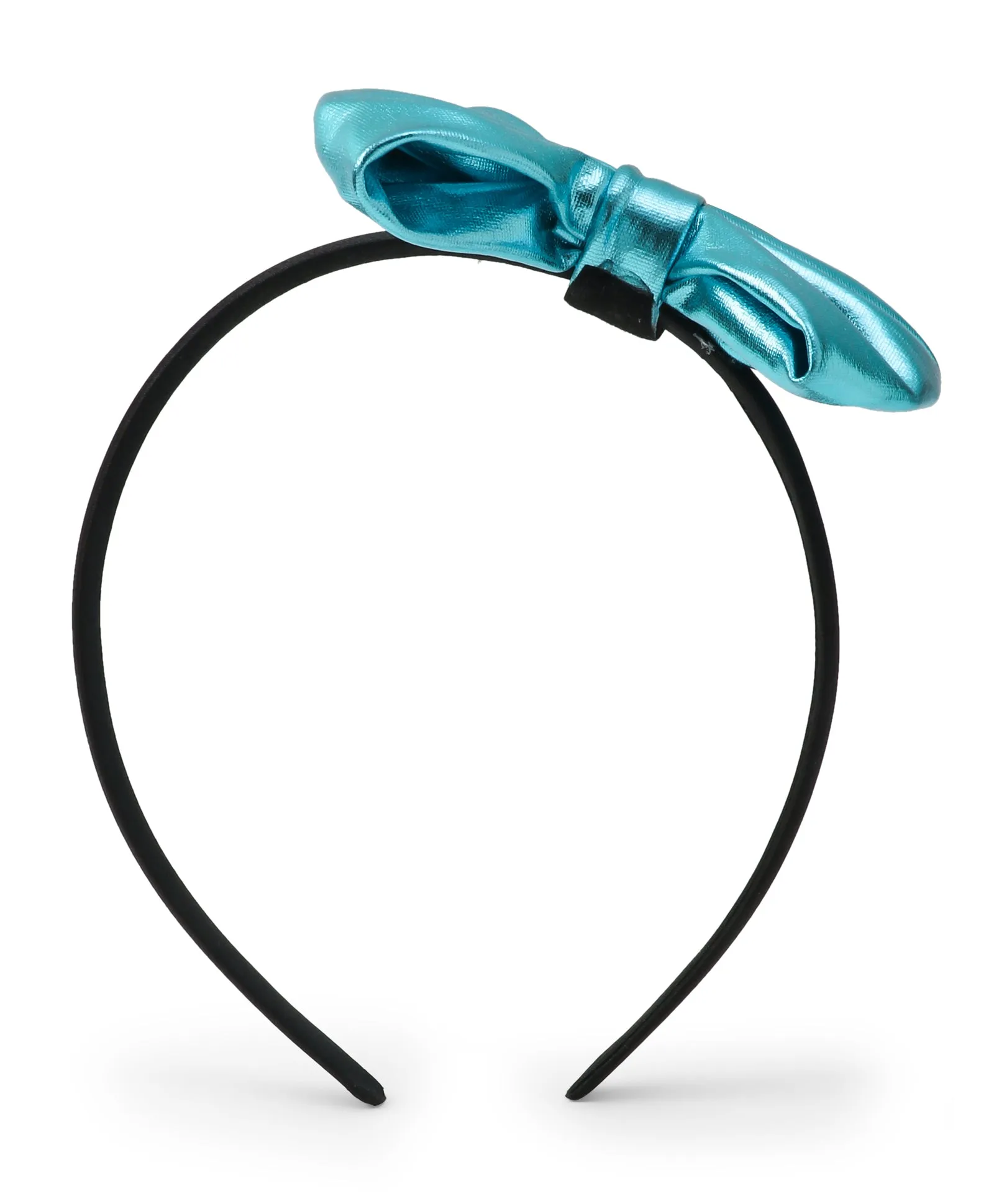 Leather Bow Hair Band - Light Blue