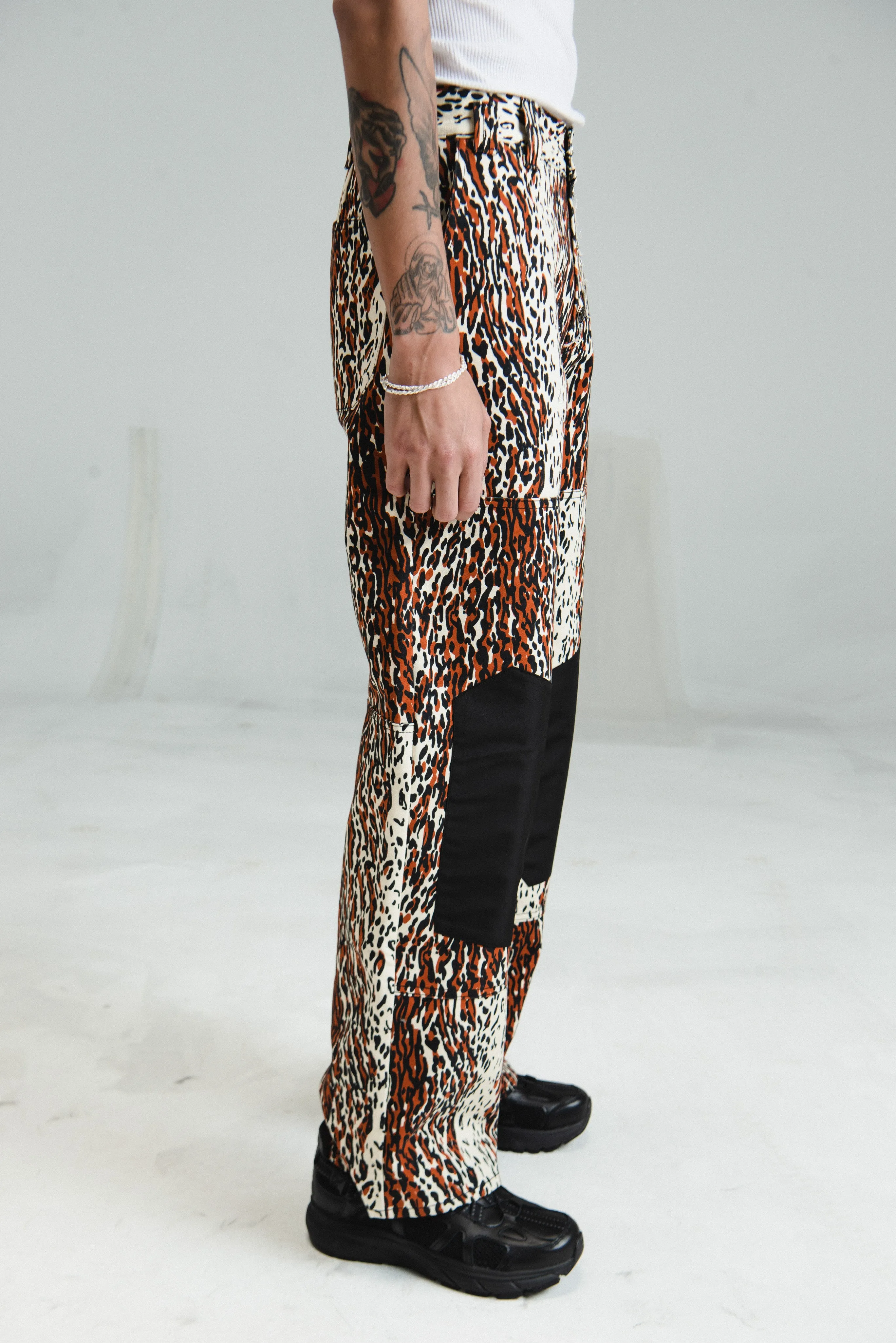 Leopard Print Canvas Action Pants