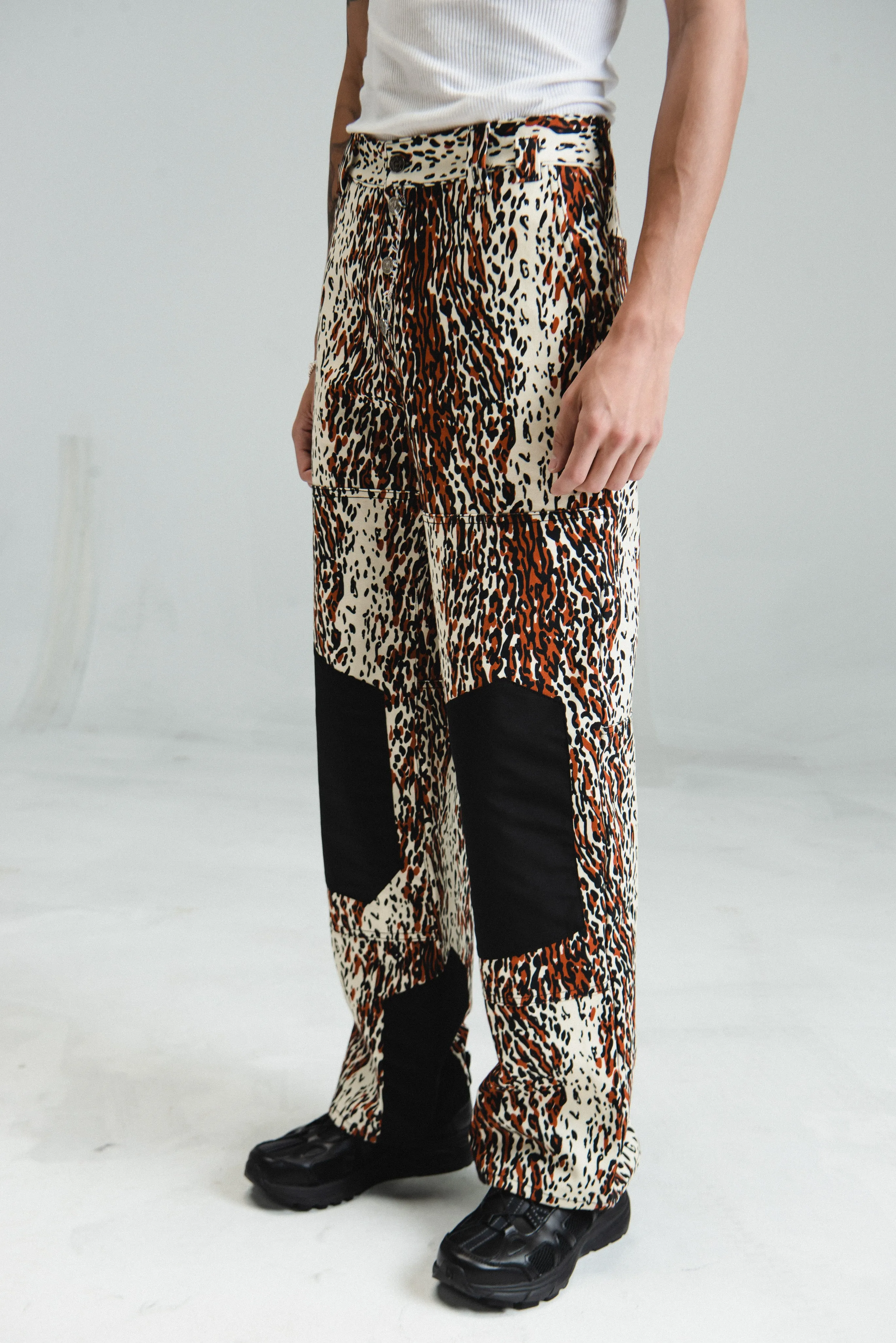 Leopard Print Canvas Action Pants