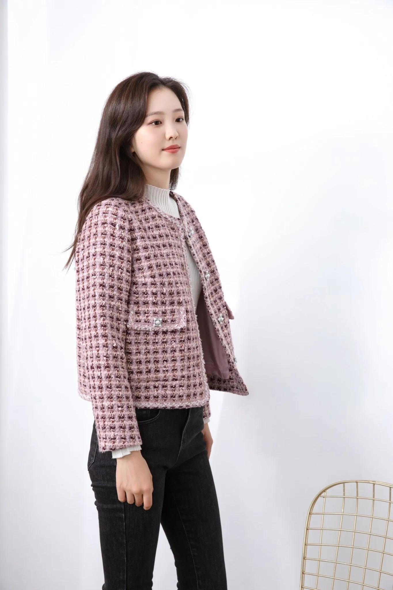 Light Pink Tweed Coat