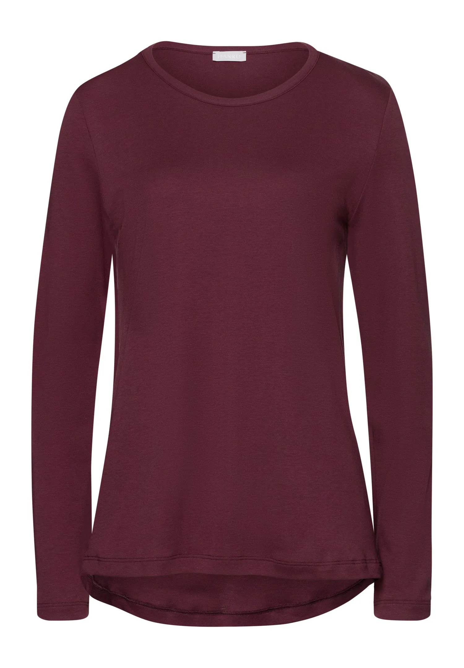 Loungy Nights Relaxed Round Neck Cotton Top | Deep Maroon 76491-2483