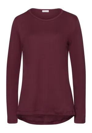 Loungy Nights Relaxed Round Neck Cotton Top | Deep Maroon 76491-2483