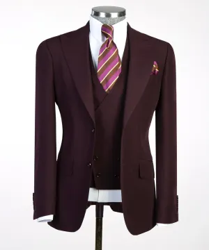 Men’s Classic 3-piece Burgundy Suit