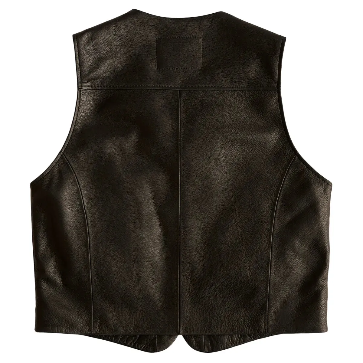 Mens Classic Black Leather Lapel Vest